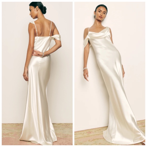 Reformation RONDA White Ivory Silk Maxi Dress Gown Size 6 Bridal Wedding w/ tag - Picture 1 of 16